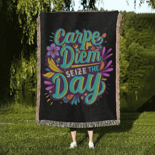 Carpe diem Woven Blankets
