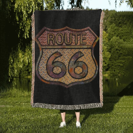 Route 66 vintage sign - Rusty metal 2 Woven Blankets