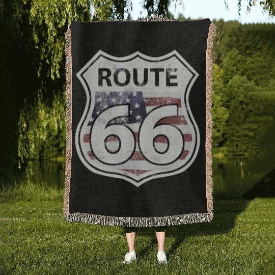 Route 66 - American Flag Woven Blankets
