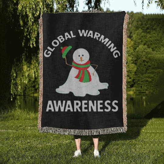 Snowman Global Warming Awareness Collection Woven Blankets