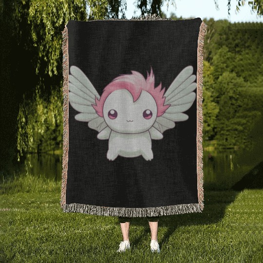 Sweet Axolotl with Angel Wings: Heavenly Design Woven Blankets