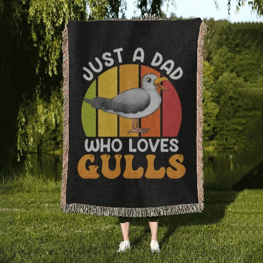 Just a Dad who loves Seagulls Bird lover Men Woven Blankets