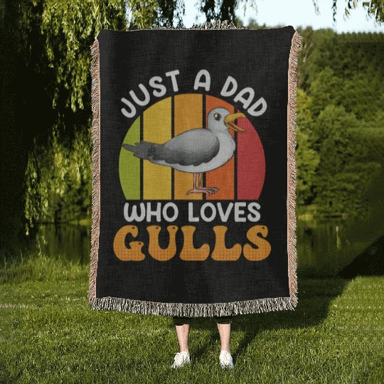 Just a Dad who loves Seagulls Bird lover Men Woven Blankets