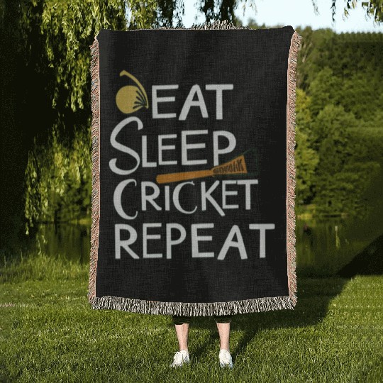 Eat Sleep Cricket Repeat: Cricket Lover's Woven Blankets
