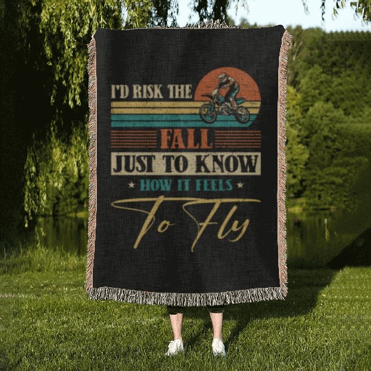 Risk Fall How Feel To Fly Motocross Supercross Woven Blankets
