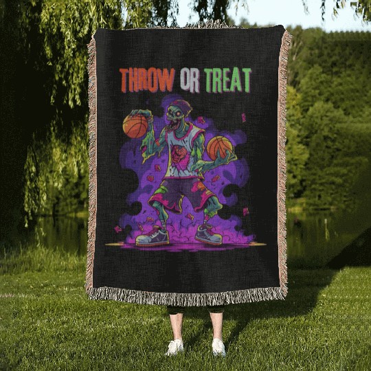 Throw or Treat Zombie Baseball Halloween costume Woven Blankets