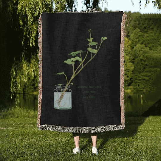 Growth Happens One Step At A Time Woven Blankets