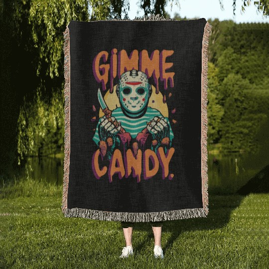 Halloween Gimme Candy Spooky Season Woven Blankets