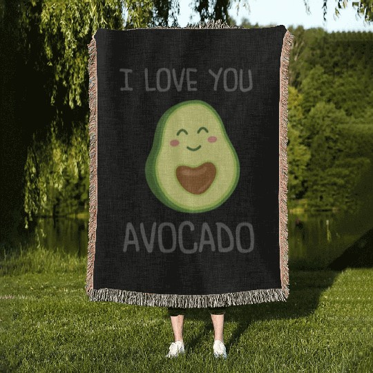 I Love you Avocado Woven Blankets