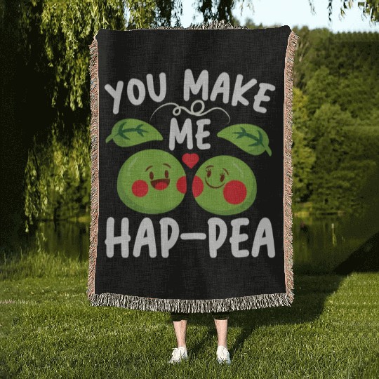 You Make Me Hap-pea for a Husband Wife Bride Woven Blankets