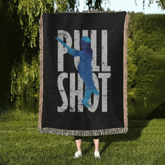 Cricket Pull Shot Sports Moment Woven Blankets