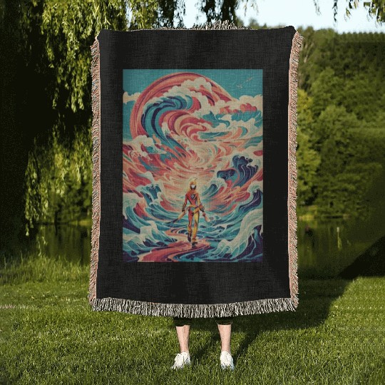 Retro Wave Nostalgia Woven Blankets