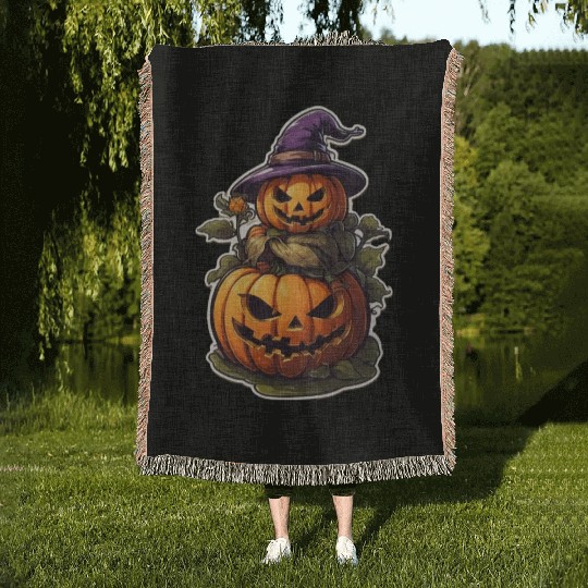 Happy Halloween Pumpkins 18 Woven Blankets