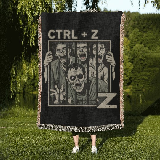 Ctrl z zombies for halloween gift Woven Blankets
