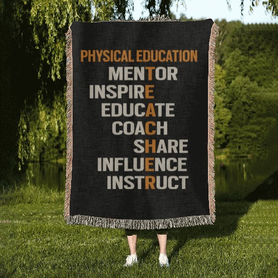 Pe Physical Education Teacher Teach Back To School Woven Blankets