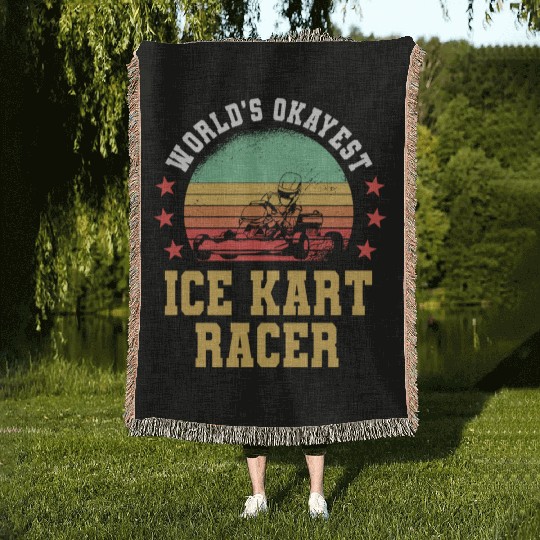 Funny Ice Kart Racer Outfit Woven Blankets