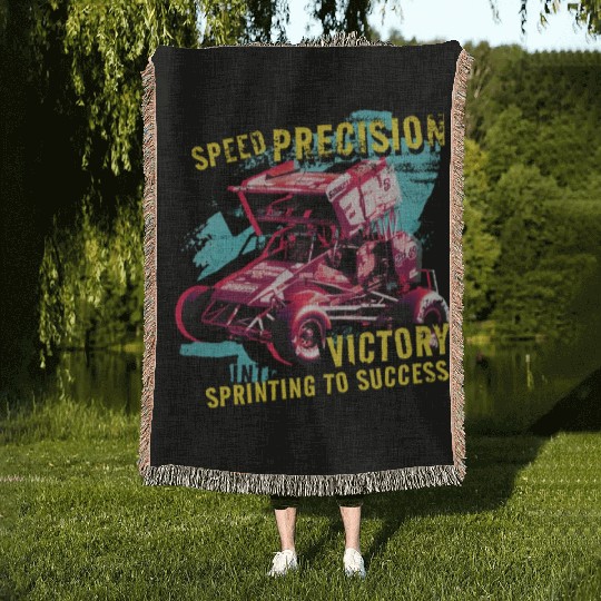 Sprint Car Mom Dirt Track Racing Racing Race Day Woven Blankets