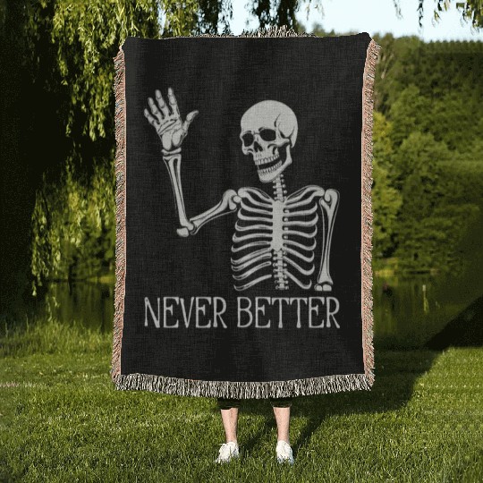 Funny Halloween Skull Woven Blankets | Sarcastic Dead Inside