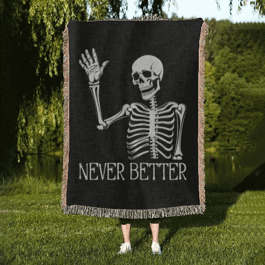Funny Halloween Skull Woven Blankets | Sarcastic Dead Inside