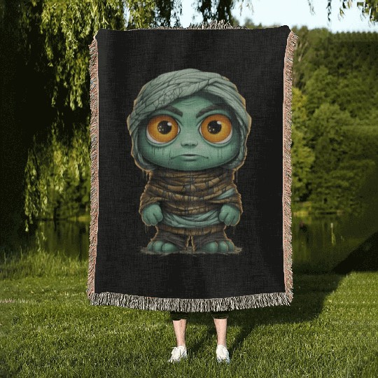 Halloween Spooky Cartoon Mummy Woven Blankets