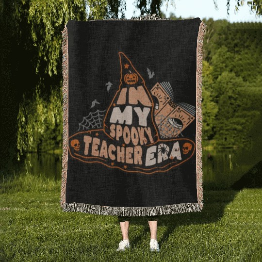 In My Spooky Teacher Era Witch Woven Blankets