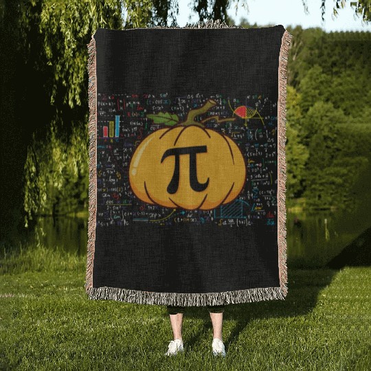 Pumpkin Pi Mathematics Halloween Thanksgiving Fall Woven Blankets