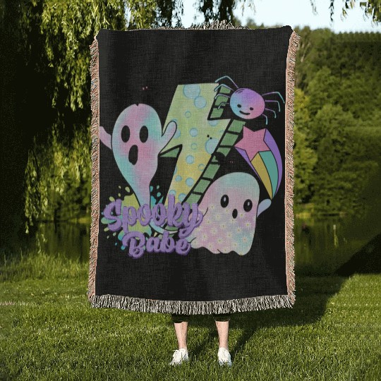 "Spooky Babe Pastel" - Hauntingly Cute and Pastel Woven Blankets