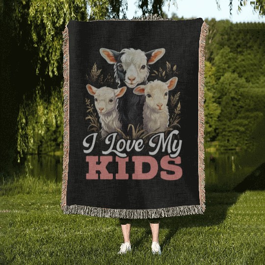 Goat Lover Kid Ranch Wool Farm Animal Farming Woven Blankets