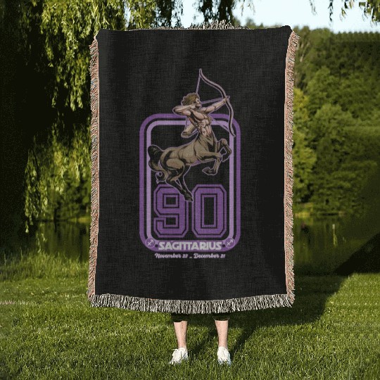 Sagittarius Born in 1990 Zodiac star sign horoscop Woven Blankets