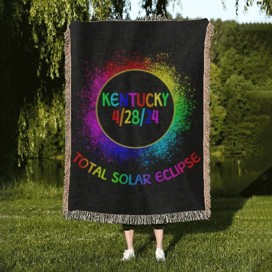 Total Solar Eclipse Kentucky 4/28/24 Kids Eclipse Woven Blankets