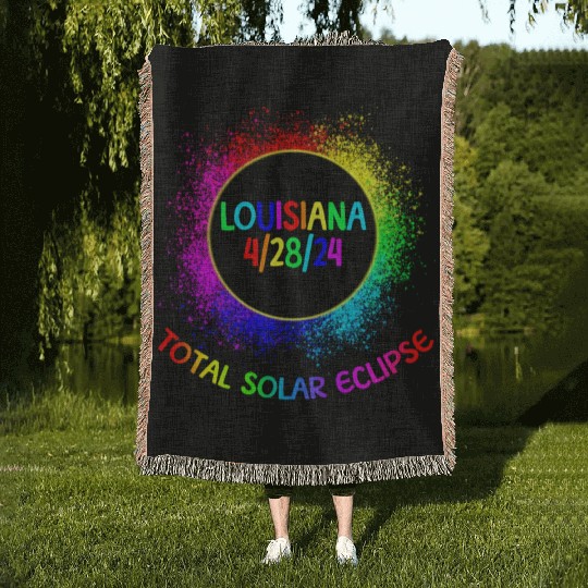 Total Solar Eclipse Louisiana 4/28/24 Kids Eclipse Woven Blankets