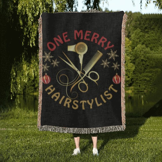 One Merry Hairstylist Love is in Hair Christmas Woven Blankets