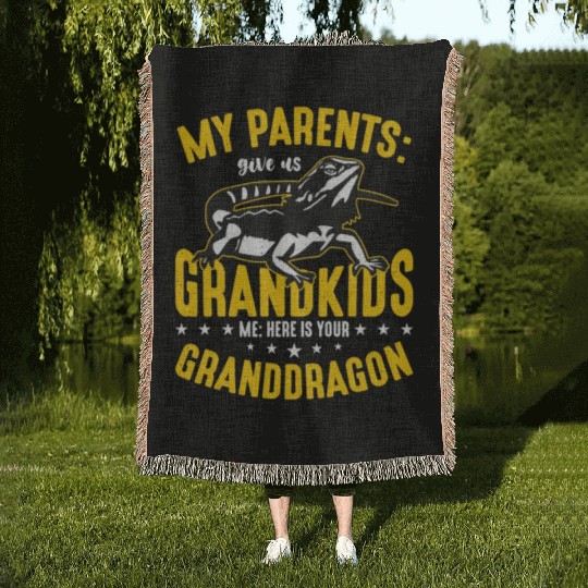 Bearded Dragon My Parents Give Us Grandkids Lizard Woven Blankets