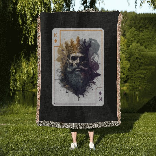 Poker Card Game Scary Halloween Woven Blankets