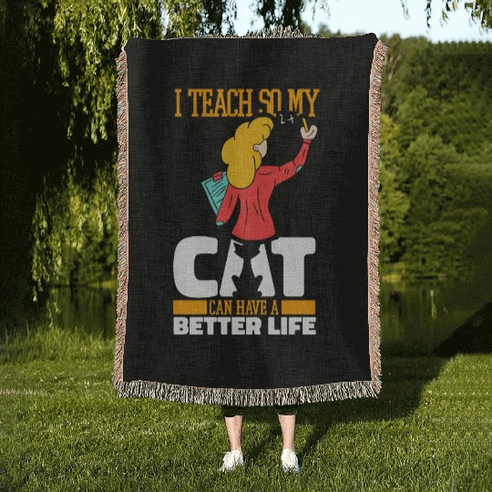 Daycare Teacher Cat Woven Blankets