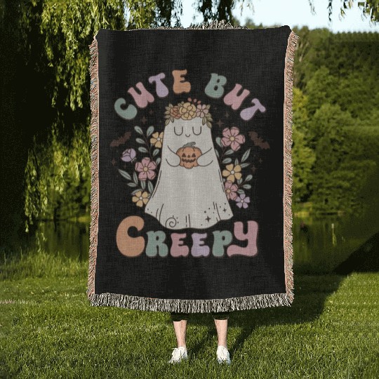 "Cute But Creepy" - Embrace the Adorable Spooks Woven Blankets