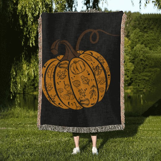 Halloween, Pumpkin, Fall, Thanksgiving Woven Blankets