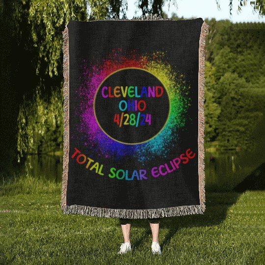 Total Solar Eclipse Cleveland Ohio 4/28/24 Kids Woven Blankets