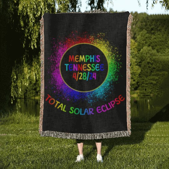 Total Solar Eclipse Memphis Tennessee 4/28/24 Kids Woven Blankets