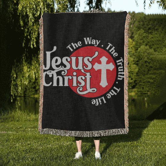 Love Jesus The Way The Truth The Life Christian Woven Blankets