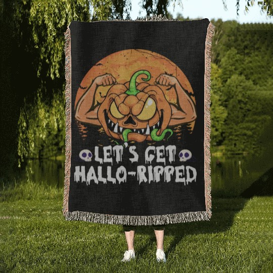 Lets Get Hallo Ripped Woven Blankets Funny Halloween