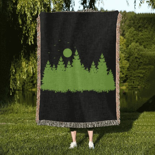 Forest with Leaves in Environment Woven Blankets