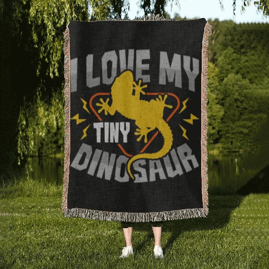 Leopard Gecko I Love My Tiny Dinosaur Lizard Lover Woven Blankets