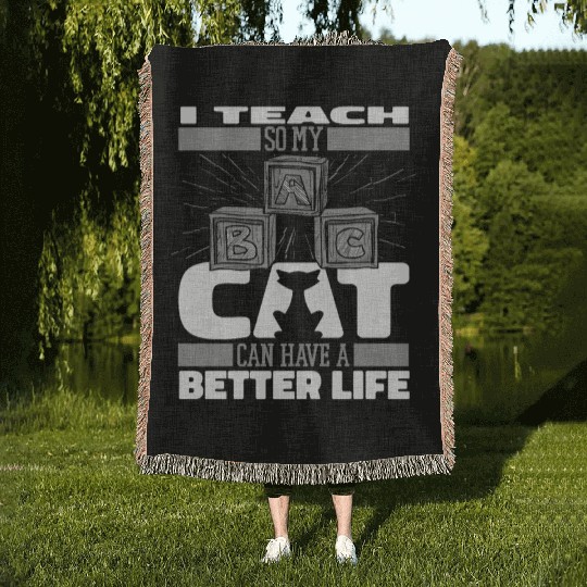 Daycare Teacher Cat Woven Blankets