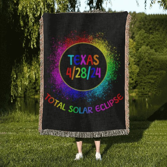 Total Solar Eclipse Texas 4/28/24 Kids Eclipse Woven Blankets