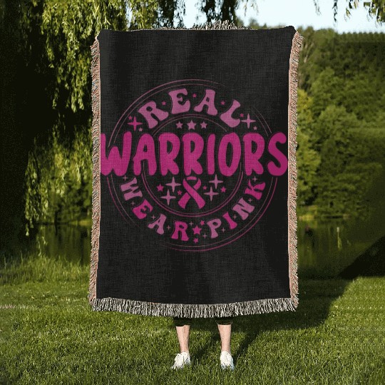 Real Warriors Wear Pink Woven Blankets