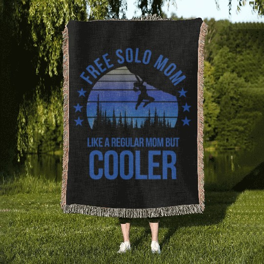 Free Solo Mom Rock Climbing Climber Fan Mothers Woven Blankets