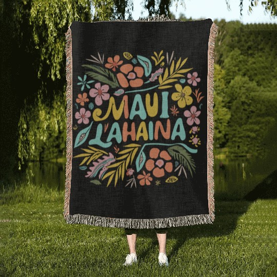 Maui Strong Lahaina Flower floral Woven Blankets