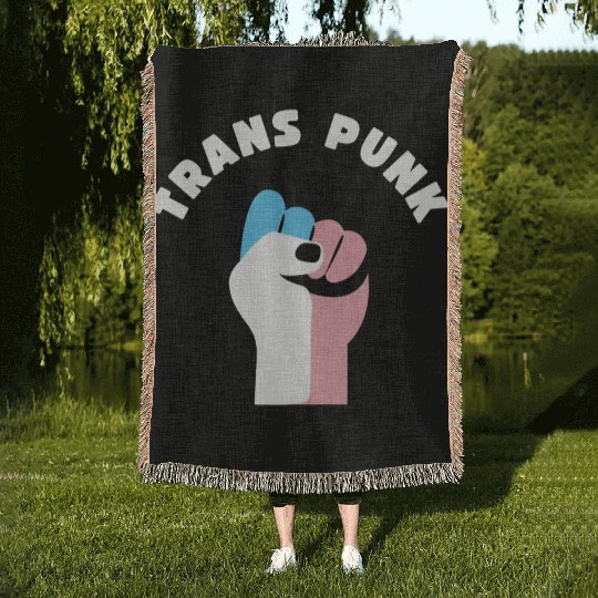 Trans Punk Transgender Pride Woven Blankets