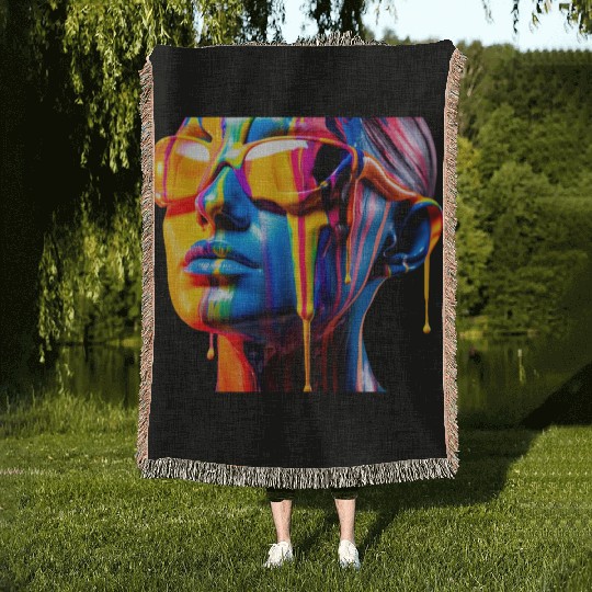 Women Colorful Sunglasses Woven Blankets